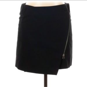 Asymmetrical zipper punk black denim mini